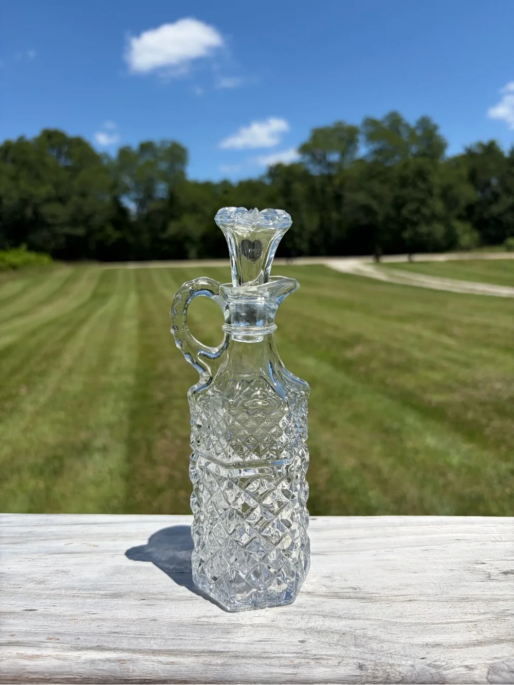 Vintage Cruet Anchor Hocking Wexford Glass Bottle with Stopper